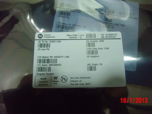 DS2431Q+T&R MAXIM 1 Wire EEPROM 1K Bit 1K X 1 Medical 6-Pin TDFN EP T/R